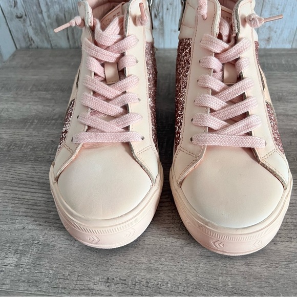 VINTAGE HAVANA NEW Womens Alexis Glitter High Top Sneakers Beige Size 7.5 - Picture 4 of 6